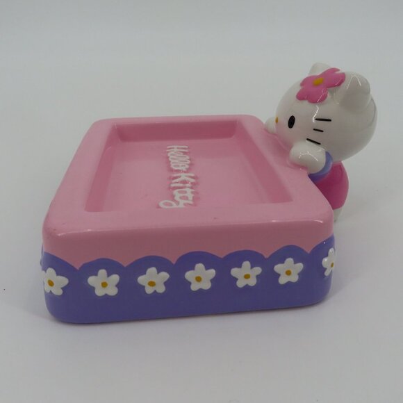 Sanrio Hello Kitty 2000 Y2K Ceramic Soap Dish Pink Purple Daisy Flower Bathroom - Picture 8 of 13
